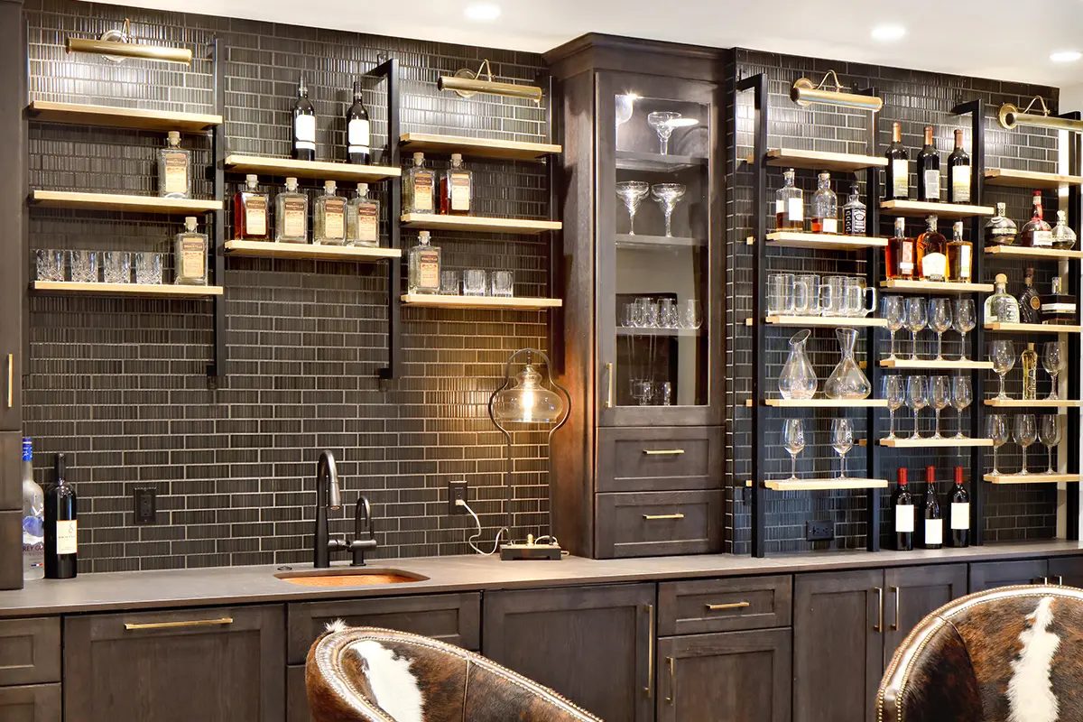 Custom bar and wine storage cabinetry by Verde Cabinet Studio